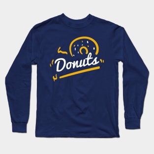 Donuts Sign Typography White and Light Brown Long Sleeve T-Shirt